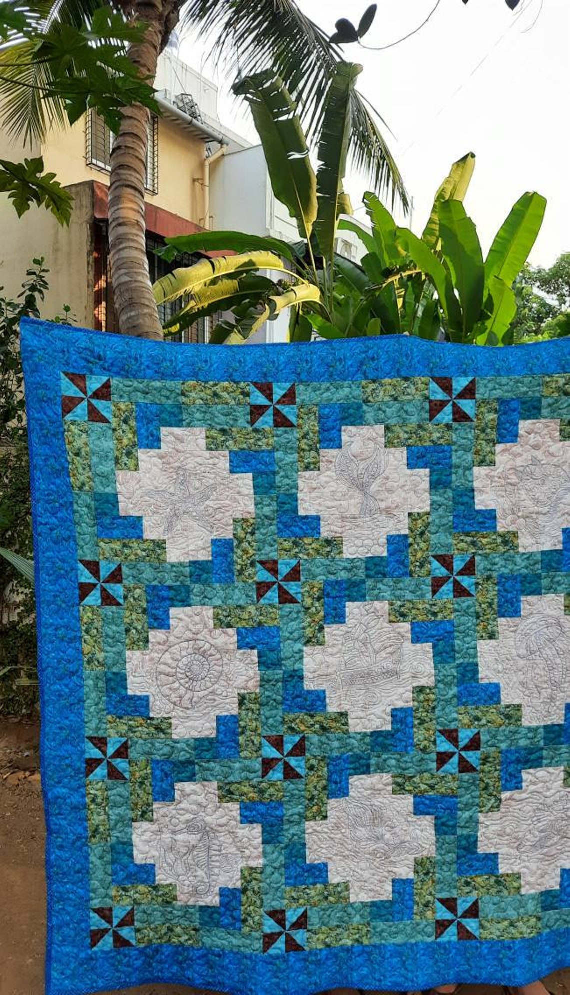 Ocean quilt nautical throw quilt sofa throw sailing ships Etsy