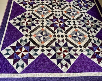 Purple king size quilt, Queen size quilt, bed quilt, custom queen quilt, wedding gift, gift for her, handmade quilt sale, homemade quilt