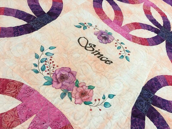 Double Wedding Ring Quilt Purple Quilt Queen Full Size Etsy