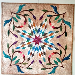 Lone star wall art, Bethlehem star, wall decoration, star decoration, quilted wall piece, star quilt, table topper, handmade patchwork quilt