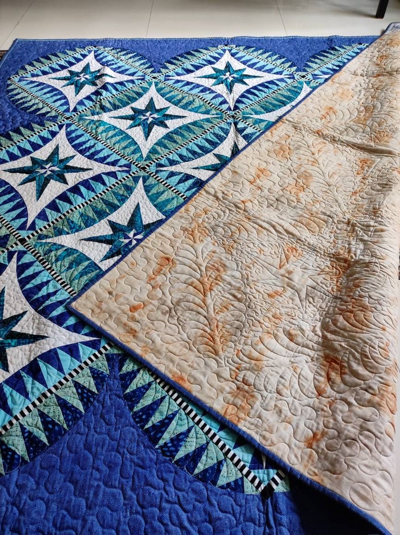 Blue Wall Art Quilted Wall Hanging Blue Quilt Star Quilt - Etsy