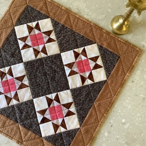 Doll quilt, quilted table runner, table decor, small patchwork quilt, doll house decor, table runner, handmade quilt sale