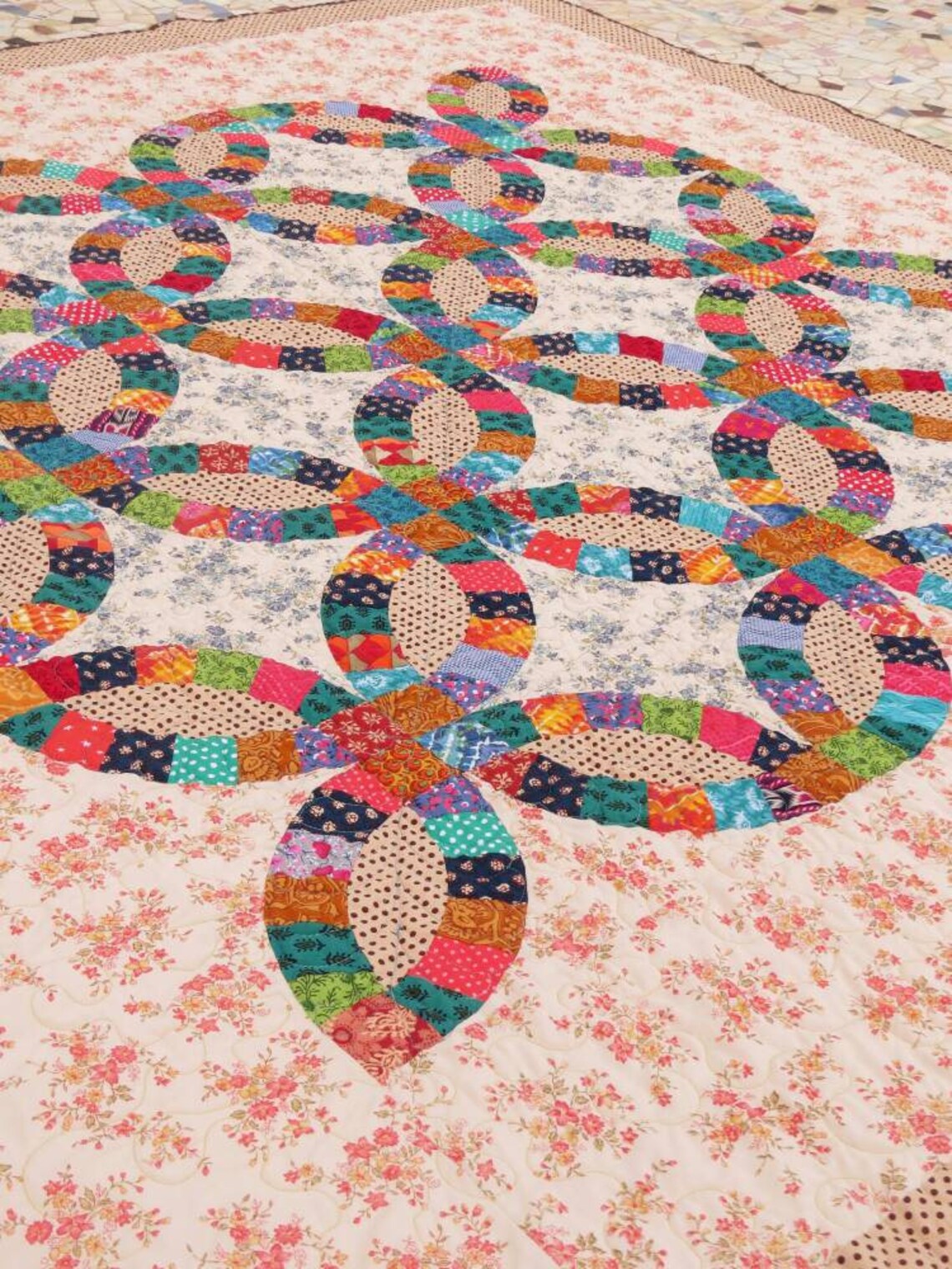 Wedding Ring Quilt / Wedding Gift / Homemade Quilt / Queen Etsy India
