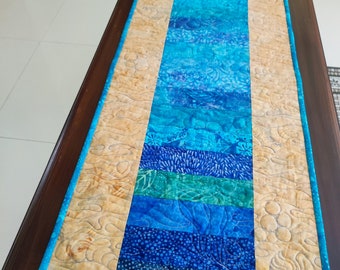 Ocean table runner - nautical decor - blue table decoration - quilted table topper - deep sea table runner