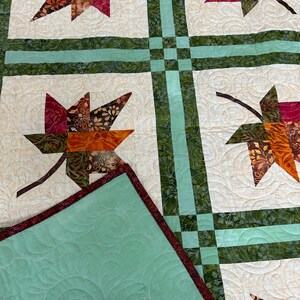 Fall quilt, maple leaf quilt, lap quilt, handmade quilt sale, quilted throw image 4