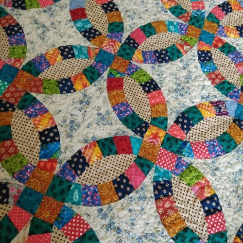 Double Wedding Ring Quilt Queen Size Quilt Homemade Quilt Etsy