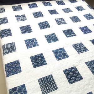 Homemade Quilt Blue and White Quilt Queen Size Quilt - Etsy