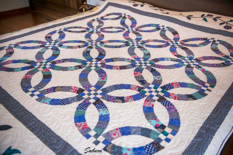 Double Wedding Ring Quilt Queen Size Quilt Homemade Quilt Etsy Australia