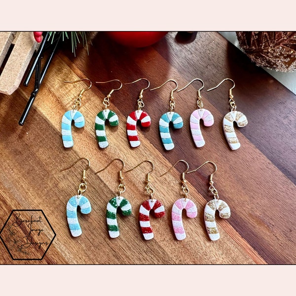 Sugar, Spice, and Everything Nice! Christmas Candy Cane Dangle Earrings – Handmade Clay Earrings from the 2023 Christmas Collection!