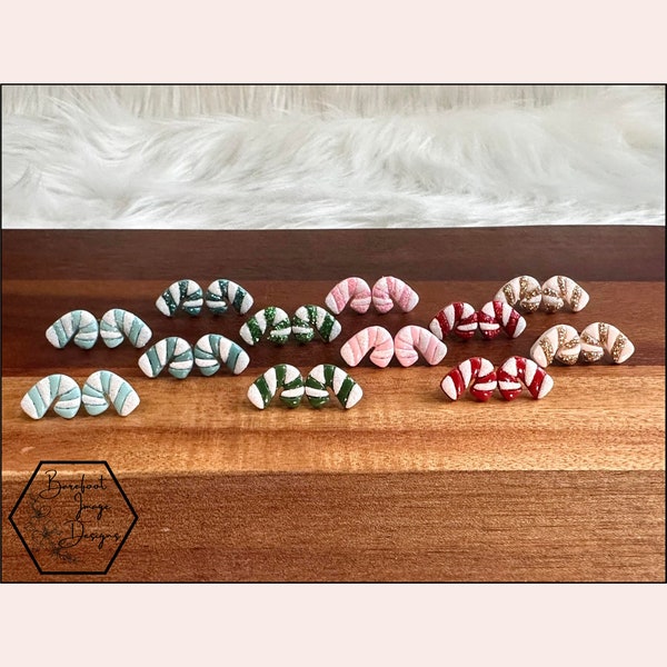 Sugar and Spice Alert! Christmas Candy Cane Studs – Handmade Clay Earrings from the 2023 Christmas Collection!