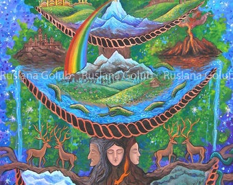 Yggdrasil Kunstdruck: Nordische Mythologie, Wikinger Deko, Asgard, Midgard, Weltenbaum, Weltenbaum, Pagan Altar, Druide Asatru, keltische Kunst