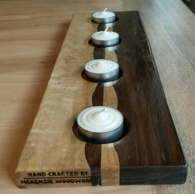 HARMONY Walnut & Maple Tealight Candle Centerpiece Etsy