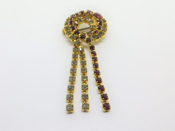 Vintage Bold Ruby Red Rhinestone Articulated Broo… - image 1
