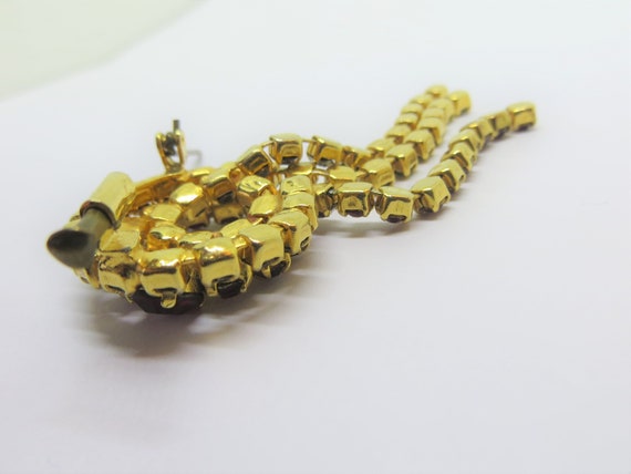 Vintage Bold Ruby Red Rhinestone Articulated Broo… - image 6