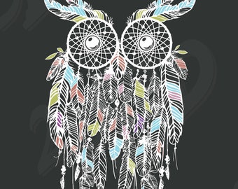 Vector OWL DREAMCATCHER, /just for print/ Download files, Digital, graphical, ai, eps, png, pdf, svg, jpg, discount coupons