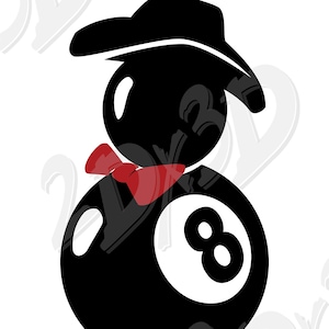 Cowboy Billard Ball Illustrationen (Digitaler Download)