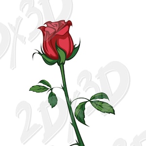 Vector ROSE, ai, eps, pdf, svg, dxf, png, jpg téléchargement, image numérique, fleur rouge, coupons de réduction