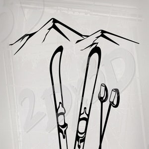 Ski Illustrationen: Skifahrer Ski Design (Digitaler Download)