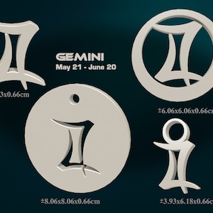 Zwillings-Tierkreis STL 3D Modelle für CNC-Fräser, Anhänger, Halskette (digitaler Download)