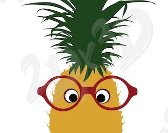 Pineapple with Glasses Vector Art (Digital Download)
