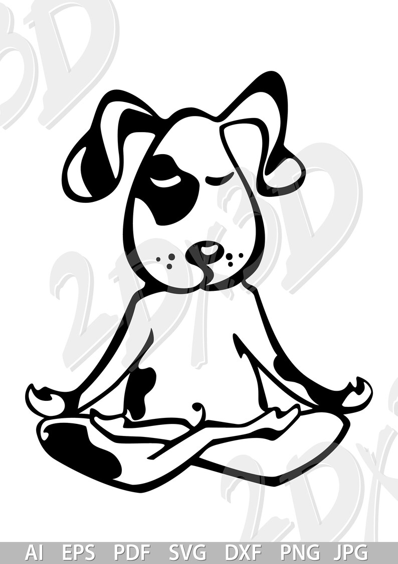 Vektor HUND i meditation Ladda ner digitala grafiska AI eps png pdf svg jpg-filer bild 2