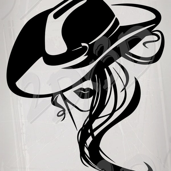 Vector WOMAN with cowboy hat, ai, eps, pdf, svg, pdf, jpg Download files, Digital, graphical, discount coupons