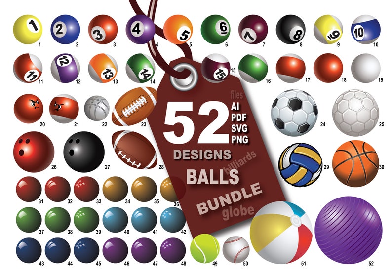 52 Balls Vector Graphics Bundle (ai, Pdf, Png, Svg) - Etsy