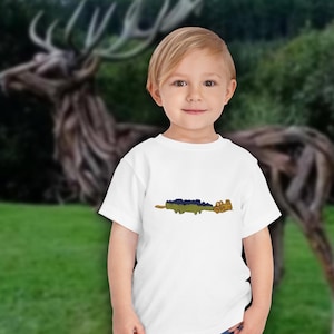 Crocodile Toddler Tee: Child&#39;s Drawing, Aquatic Animal Shirt