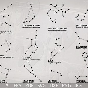 Vector ZODIAC Constellations, AI, Eps, Pdf, SVG, Dxf, Png, Jpg Download ...