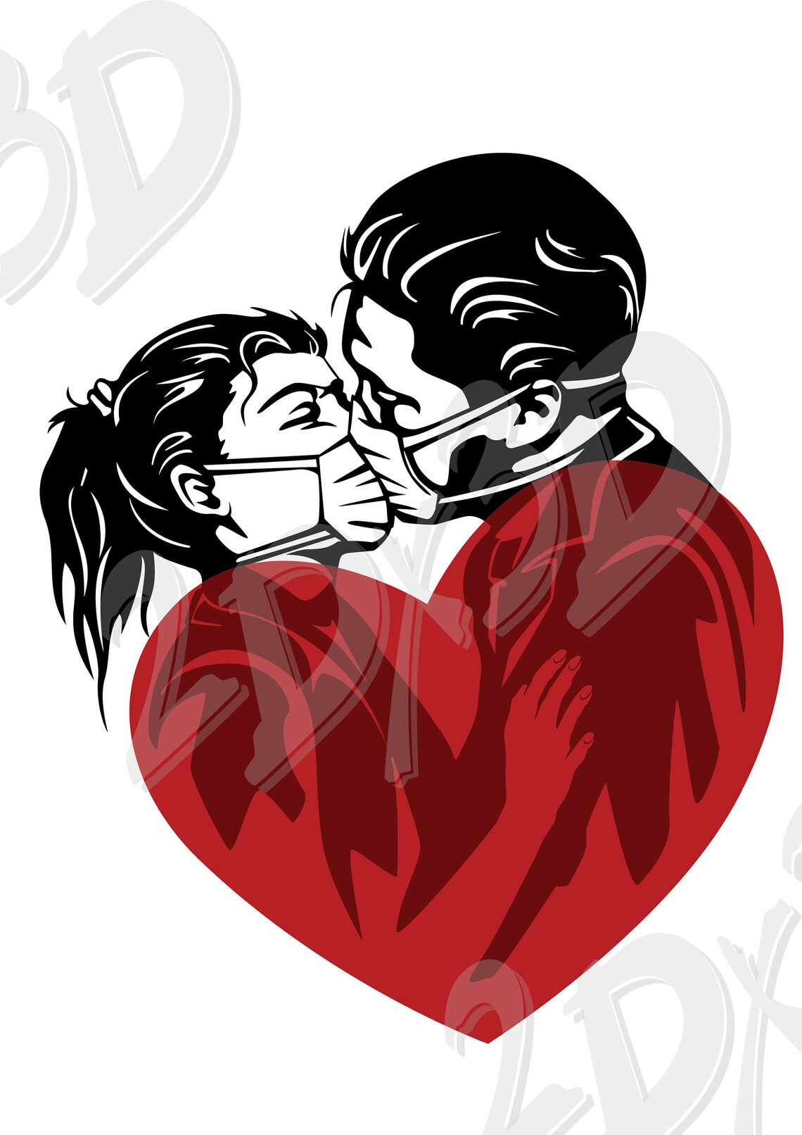 Vector KISS With Face Masks Love Download Files Graphical Etsy