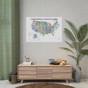 Gerolltes Poster, USA Karte mit Vögeln, Art, Home Decor, Wandkunst, Geschenk für Vogelliebhaber, Pathrmanische Dekoration, Einzigartiges Poster