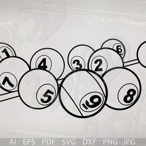 Vector BILLIARD BALLS, ai, eps, pdf, SVG, dxf, png, jpg Download, sport game, discount coupons