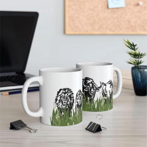 Safari Animals Ceramic Mug: Jungle Wildlife Coffee Cup