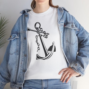 Nautical Tee, Anchor Ship Sea Shirt, Ocean Lover Gift, Seafarer T-Shirt, Maritime Clothing, Sailor Top, Beach Vacation Wear