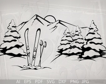 Berg vinter skidlandskap vektor (digital nedladdning)