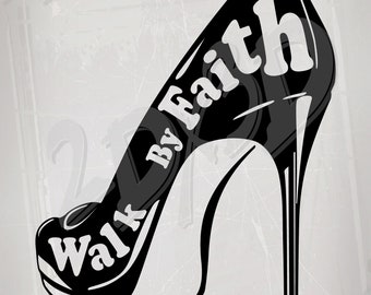 Laced Luxury Shoe Vector Art: Walk By Faith Design (Digital Download)