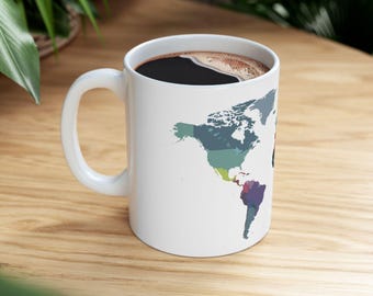 Keramische mok wereldkaart, perfect cadeau voor reizigers en liefhebbers van geografie, Wanderlust-koffiekop, theemok ontdekkingsreiziger, cadeau leraar aardrijkskunde,
