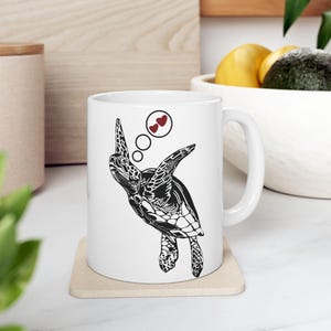 Sea Turtle Ceramic Mug: Ocean Lover Coffee Cup, Coastal Decor