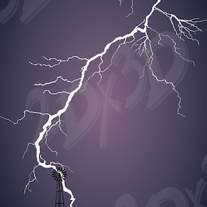 Lightning Bolt & Windmill Turbine Vector Art (Digital Download)