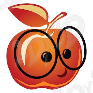 Vektorgrafik med äpple och glasögon: SVG, PNG, PDF (digital nedladdning)