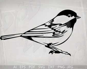 Black-capped Chickadee Vector Bird Image (Digital Download)