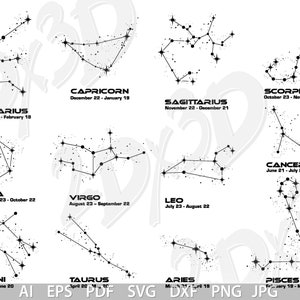 Vector ZODIAC Constellations, AI, Eps, Pdf, SVG, Dxf, Png, Jpg Download ...