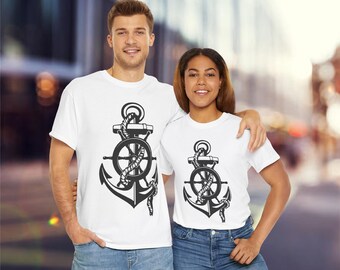 Nautical Tee, Anchor Shirt, Sea Lover Graphic Tee, Unisex Cotton T-Shirt, Sailor Gift, Sailing Apparel