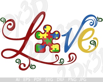 Vector LOVE, text, puzzle, AI, eps, pdf, png, svg, dxf, jpg Download files, Digital, graphical, discount coupons