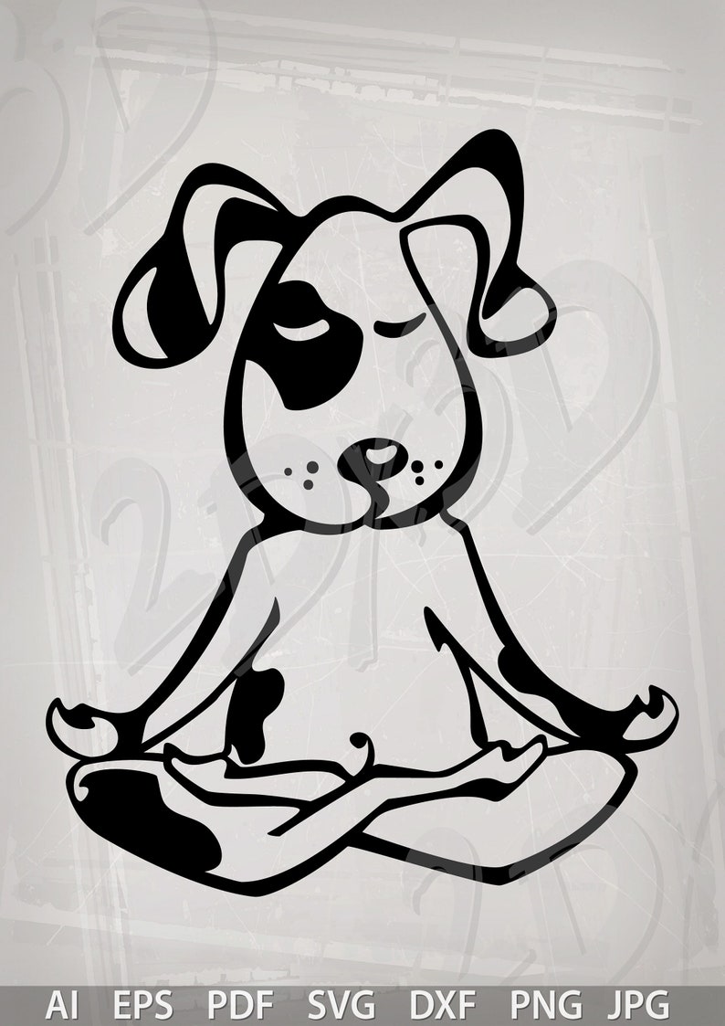 Vektor HUND i meditation Ladda ner digitala grafiska AI eps png pdf svg jpg-filer bild 1