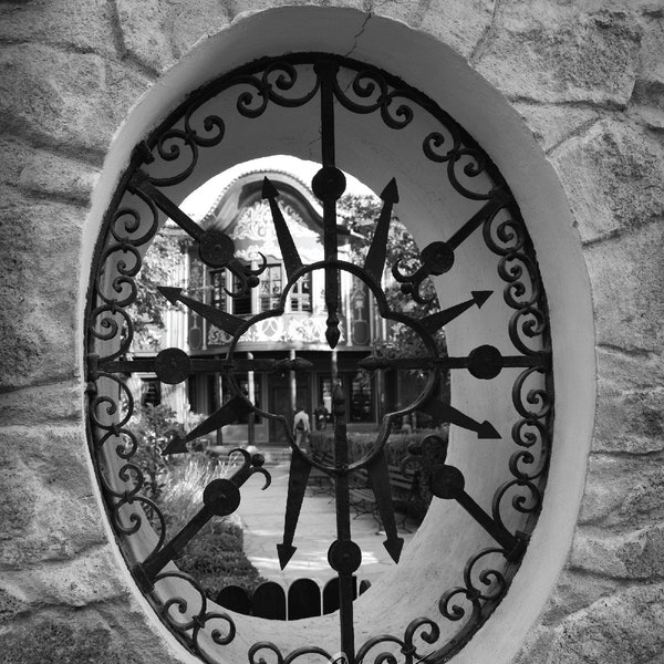 OLD front ancient WINDOW to a courtyard, Photography /030/, 8 JPG files Instant Download, Ethnographic Museum, Old Plovdiv, Bulgaria