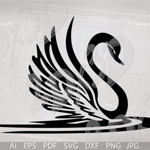 Vector ZWAAN in water, ai, eps, pdf, svg, dxf, png, jpg downloaden, digitaal beeld, vliegen