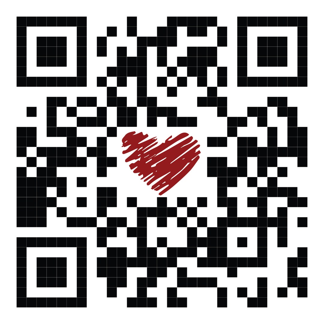 QR Code Download, ''1000 Kisses From Me'', Colored, 3 Sizes, Digital