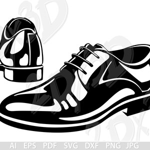 May include: A pair of black leather dress shoes with laces. One shoe is shown from the side and the other is shown from the top.