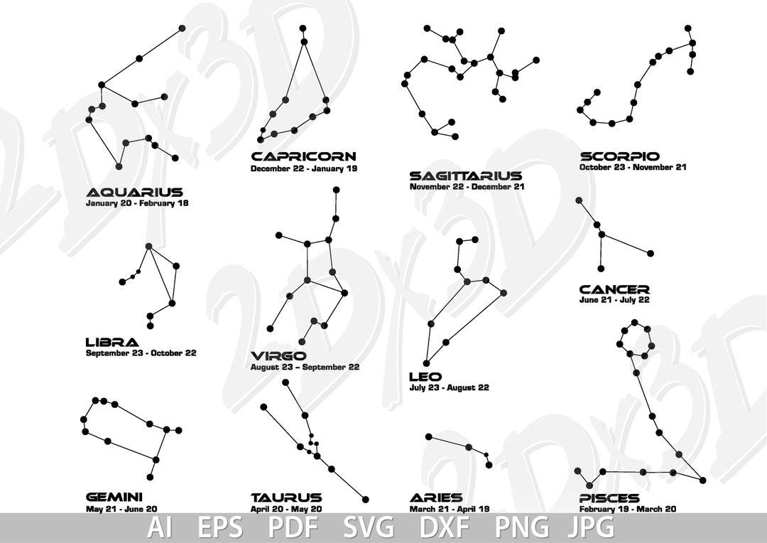 Vector ZODIAC Constellations AI Eps Pdf SVG Dxf Png Jpg - Etsy